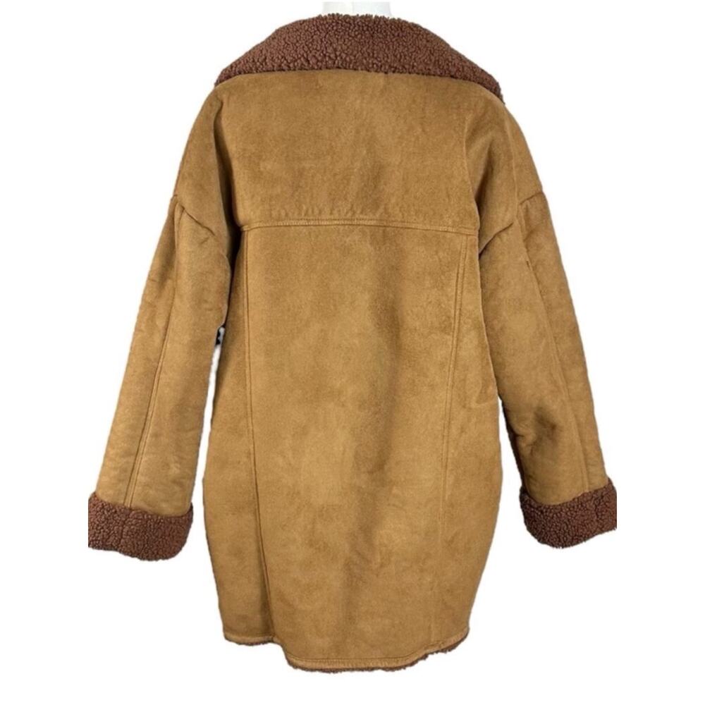 Free People Western Bohemian Retro 70s Faux Sherpa Suede Diogo Coat Size XL - Picture 6 of 13